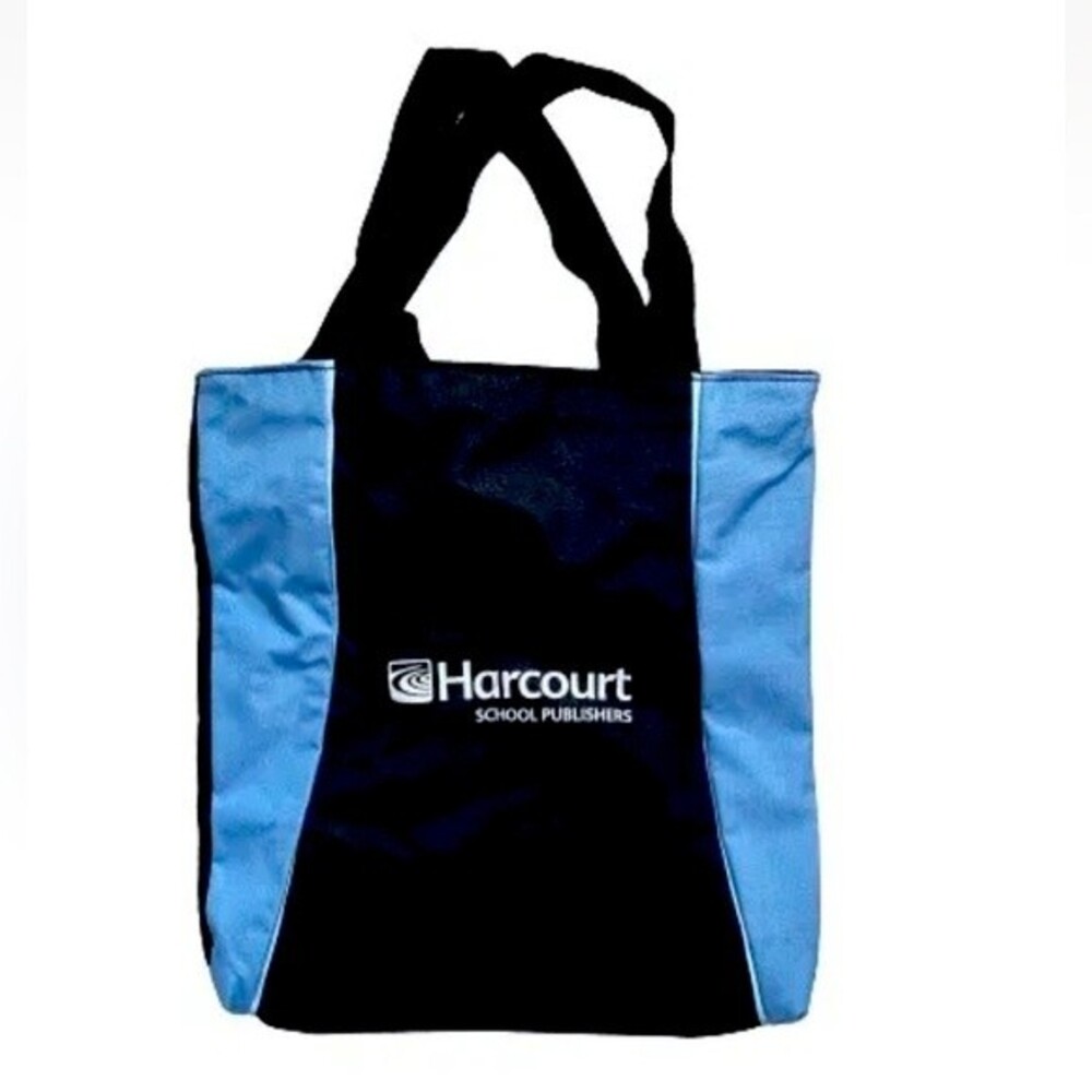 Leeds Tote Canvas Bag Black &  Blue RARE New 14.5" X15.5"